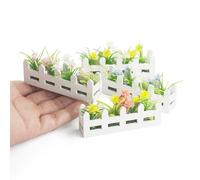 Odoria Maison de Poupée Jardinière Miniature: 4 Pièces Échelle 1/12 Plante Verdure Fleur Jardin Ferme Moderne - Mini Clôture Barrière Bois Jardinage Extérieur DIY Maquette Artisanat
