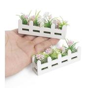 Odoria Maison de Poupée Jardinière Miniature: Échelle 1/12 Plante Verdure Fleur Jardin Ferme Moderne Rose Blanc - Mini Clôture Barrière Bois Jardinage Extérieur DIY Maquette Artisanat