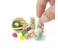 Odoria Maison de Poupée Légume Fruit: Échelle Échelle Miniature Bouteilles Panier Osier pour Cuisine Restaurant Ferme Victorien Rustique - Mini Corbeille Nourriture Épicerie Maquette DIY