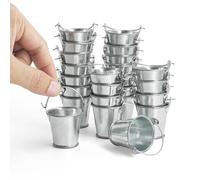 Odoria Maison de Poupée Seau Miniature: 24 Pièces Échelle 1/12 Seau Vide Métal Argenté avec Manche pour Glaçons Bar Restaurant Cuisine - Mini Pot de Fleurs Maquette DIY Fée Jardin