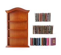 Odoria Miniature 1/12 Bibliothèque Meuble avec Livre 42Pcs Miniatures Livres Accessoire Maison de Poupée, Marron