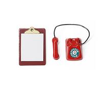 Odoria Miniature 1/12 Téléphone et Planchette à Pince Accessoire Maison de Poupée, Rouge