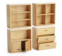 Odoria Miniature Bibliothèque Maison de Poupée: 1/12 Échelle Armoire Buffet Mur pour Salon Bureau - Mini Meubles Bois Moderne Cube Empilable Naturel