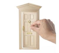 Odoria Miniature Porte Panneau en Bois: Échelle 1/12 Maison de Poupée Meuble pour Jardin - Mini Serrure Heurtoir Or - Petit Portail d'entrée Sommet Pointu Ouvrant vers l'intérieur Non Peint