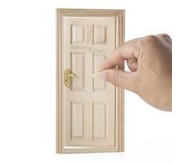 Odoria Miniature Porte Panneau en Bois: Échelle 1/12 Maison de Poupée Meuble Rustique pour Fée Jardin - Mini Poignées Or - Petit Portail d'entrée Non Peint Ouvrant vers l'intérieur