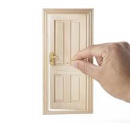 Odoria Miniature Porte Panneau en Bois: Échelle 1/12 Maison de Poupée Portail d'entrée Rustique pour Fée Jardin - Mini Poignées Or - Petit Meuble Non Peint Ouvrant vers l'intérieur