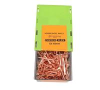 Odorkle 250 Pièces Clous en Fer à Cheval Plaqués Cuivre élastiques Droits Précis pour Fer à Cheval avec Boîte de Rangement en Plastique Fournitures équines de Ferme d'élevage (E4)