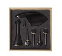 Odorkle Ensemble d'accessoires pour Violon 4/4, Cordier en ébène, Mentonnière et Chevilles de Réglage, Ajustement pour les Violons Pleine Taille