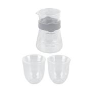 Odorkle Ensemble de Cafetière en Verre à Verser de 300ML avec 2 Tasses à Double Couche de 150ML, Marquages dorés, Bec Pointu pour la Maison, le Bureau, le café