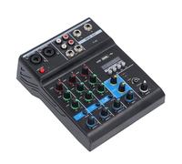 Odorkle Mélangeur de Son 4 Canaux, Console de Mixage ABS USB BT avec Alimentation Fantôme 48 V, égaliseur 3 Bandes, Entrées XLR 1 4 Pouces pour l'enregistrement de Podcast en Direct sur Scène DJ