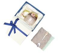 Odorkle Tasse à café en Verre avec Cuillère, Belle Tasse à thé à Fleurs Uniques, Cadeau Fait à la Main pour la Maison, le Bureau, le Restaurant, Noël (Chrysanthème Vert 320ML)