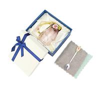 Odorkle Tasse à café en Verre avec Cuillère, Belle Tasse à thé à Fleurs Uniques, Cadeau Fait à la Main pour la Maison, le Bureau, le Restaurant, Noël (Chrysanthème Vert 350ML)