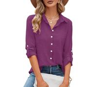 Odosalii Femme Col V Manches 3/4 Mousseline de soie Causal Décontracté Élégant Fahion Carreaux Haut Haut Haut Tops Manches Longues Chemises Tunique Chemise Blouse