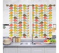 Odot 2 Panneaux Rideau de Cuisine Court, Motifs Formes Colorées Rideaux Brise Bise Cuisine Evier Rideaux Demi Fenetre Décoration de Maison pour Petie Fenetre Chambre Salon (Formes,140x145cm)