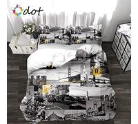 Odot 3 Pièces Parure de Lit 3D Série Paysage Urbain Européen Housses de Couettes Literie Ensemble avec Taies d'oreillers (140x210cm,San Francisco)