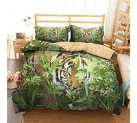 Odot 3D Ensemble de literie Housse de Couette, Literie 3 pièces Parure de lit Microfibre de Housses de Couette Amateur Couette et Taies d'oreiller Crâne (150x200cm,Jungle)