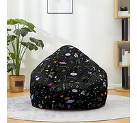 Odot 3D Motif Ciel Étoilé Pouf Poire sans Remplissage, Pouf,Pouf Salon Chambre pour Adolescente und Adulte, Doux et Confortable Fauteuil Pouf, Polyvalent Housse Pouf Poire (Noir,XL)