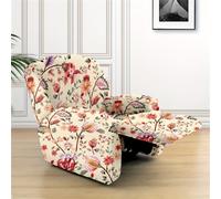 Odot 4 Pièces Floral Élégant Housse de Fauteuil Extensible (Beige)