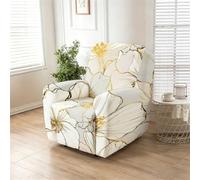 Odot 4 Pièces Floral Élégant Housse de Fauteuil Extensible (Bleu Clair)
