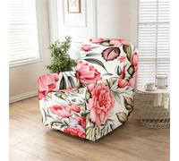 Odot 4 Pièces Floral Élégant Housse de Fauteuil Extensible (Feuilles Vertes)