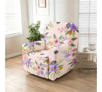 Odot 4 Pièces Floral Élégant Housse de Fauteuil Extensible (Floral Violet)