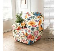 Odot 4 Pièces Floral Élégant Housse de Fauteuil Extensible (Orange)