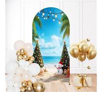 Odot Arche Mariage Toile de Fond Ronde, Housse Mariage Arrière-planen Forme d'Arche, Couverture Décoration pour Mariages, Fête d'anniversaire, Cérémonie (Styles de Noël 7,6FT(80 * 180cm))