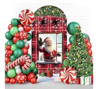 Odot Arche Mariage Toile de Fond Ronde, Housse Mariage Arrière-planen Forme d'Arche, Couverture Décoration pour Mariages, Fête d'anniversaire, Cérémonie (Noël 17,6FT(80 * 180cm))