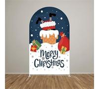 Odot Arche Mariage Toile de Fond Ronde, Housse Mariage Arrière-planen Forme d'Arche, Couverture Décoration pour Mariages, Fête d'anniversaire, Cérémonie (Noël 6,4FT(50 * 120cm))