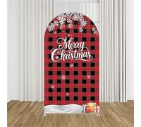 Odot Arche Mariage Toile de Fond Ronde, Housse Mariage Arrière-planen Forme d'Arche, Couverture Décoration pour Mariages, Fête d'anniversaire, Cérémonie (Noël Rouge 5,4FT(50 * 120cm))