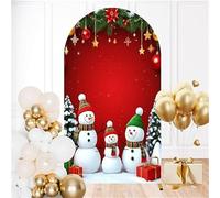 Odot Arche Mariage Toile de Fond Ronde, Housse Mariage Arrière-planen Forme d'Arche, Couverture Décoration pour Mariages, Fête d'anniversaire, Cérémonie (Styles de Noël 2,7.2FT(120 * 220cm))