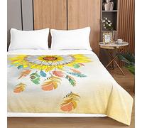 Odot Attrape-rêves Motif Couvre Lit Boutis Matelassé pour 1/2 Personnes Dessus de Lits Microfibre Doux Couverture de Lit Courtepointe Èté Printemps Jeté de Lit (150x200cm,Sonnenblume)