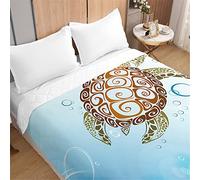Odot Boutis Couvre Lit Matelassé de Luxe pour 1/2 Personnes Tortue Motif Dessus de Lits Microfibre Couverture Climatisation Courtepointe Printemps Èté Jeté de Lit (200x230cm,Bulles l'océan)