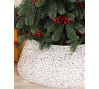 Odot Cache Pied Sapin de Noel Paillettes, Couvre Pied Sapin Noël Blanc, Christmas Tree Skirt pour Décorations de Fête à Domicile (55 x 72 x 26 cm)