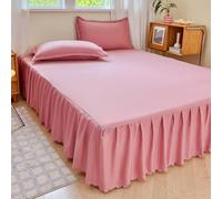 Odot Cache Sommier, Jupe de Lit a Volant Cache-Sommiers Doux Microfibre Drap Housse Élastique avec Jupe Couleur Unie Drap Housse Lavable pour Matelas Epais (Couleur pâte Haricots,160x200cm)