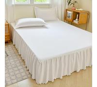 Odot Cache Sommier, Jupe de Lit a Volant Cache-Sommiers Doux Microfibre Drap Housse Élastique avec Jupe Couleur Unie Drap Housse Lavable pour Matelas Epais (Blanc,160x200cm)