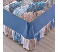Odot Cache Sommier Matelassée, Jupe de Lit a Volant Relief Imprimé Drap Housse pour Matelas Epais Draps Housses Élastique, Facile a Mettre Enlever,pour Adulte Enfant (138x190cm,Feuilles Bleues)