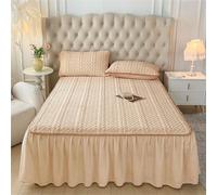 Odot Cache-Sommiers Jupe de Lit Matelassé, Flanelle Cache Sommier Jupe de Lit a Volant Draps Housses Élastique Drap Housse pour Matelas Epais, Facile a Mettre Enlever (90x200cm,Couleur Kaki)