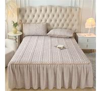 Odot Cache-Sommiers Jupe de Lit Matelassé, Flanelle Cache Sommier Jupe de Lit a Volant Draps Housses Élastique Drap Housse pour Matelas Epais, Facile a Mettre Enlever (90x200cm,Gris Clair)