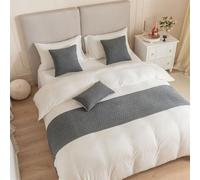Odot Chemin de Lit avec Coussin Assorti, 2024 Doux Écharpe de Lit avec Housse de Coussin Moderne Drapeau de Lit pour Chambre à Coucher, Hôtel Décoration (Gris,45 * 240+45 * 45cm)