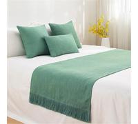 Odot Chemin de Lit avec Coussin Assorti, Doux Écharpe de Lit avec Housse de Coussin Moderne Drapeau de Lit pour Chambre à Coucher, Hôtel Décoration (48 * 240cm,Vert)