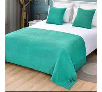 Odot Chemin de Lit avec Coussin Assorti, Doux Écharpe de Lit avec Housse de Coussin Moderne Drapeau de Lit pour Chambre à Coucher, Hôtel Décoration-Polaire (130x230+45cm,Vert lac)