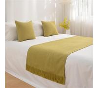Odot Chemin de Lit avec Coussin Assorti, Doux Écharpe de Lit avec Housse de Coussin Moderne Drapeau de Lit pour Chambre à Coucher, Hôtel Décoration (48 * 180cm,Vert Gazon)