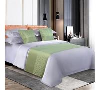 Odot Chemin de lit et Housse de Coussin Assortie, Écharpe De Lit Réversibles Décor, Lit Double Couvre-lit Protecteur de literie à Maison pour Chambre D’hôtel (50x210cm,Vert)