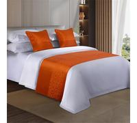 Odot Chemin de lit et Housse de Coussin Assortie, Écharpe De Lit Réversibles Décor, Lit Double Couvre-lit Protecteur de literie à Maison pour Chambre D’hôtel (50x210cm,Orange)