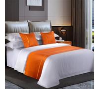 Odot Chemin de lit et Housse de Coussin Assortie, Écharpe De Lit Réversibles Décor, Lit Double Couvre-lit Protecteur de literie à Maison pour Chambre D’hôtel (50x240cm,Lignes Oranges)