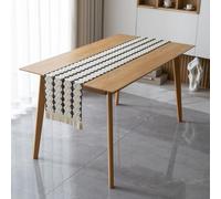 Odot Chemin de Table Lavable Chemin de Table Boho Frange Bohème, Table Tissu Exquis Deco Table pour l'Intérieur Et l'Extérieur, Vacances, Fête, Salon (30x180cm,Noir Blanc)