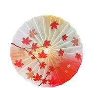 Odot Chinesischer Regenschirm mit Holzgriff, Seidenstoff Handgemachte Regenschirm aus Geöltem, Regendichter Papierschirm, Schirm aus Reispapier Klassisch Tanz Requisite Kostüm (Ahornblatt,84cm)