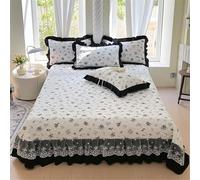 Odot Couette Ete 180x250 220x250 260x250 280x250 Legere et Fine, Réversible Couette sans Housse pour 1/2 Personnes Douce et Confortable Edredon Couverture, Dentelle Broderie (Fleurs,280x250cm)