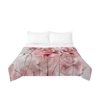 Odot Couette Été Légère en Microfibre, Impression Édredon Lit 1/2 Personne,Dessus de Lits Boutis Couvre Lit Couette Matelassée,Couverture Doux et Léger (Roses 2,150x200cm)